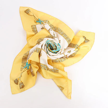 Hermès Carré 90 "VUE DU CARROSSE DE LA GALERE LA REALE" Silk handkerchief in Yellow