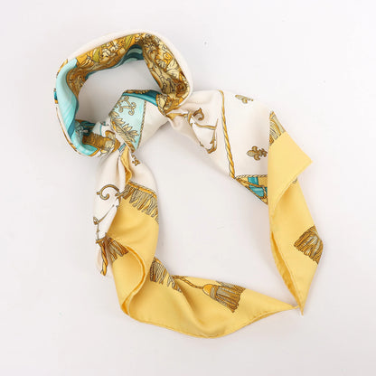 Hermès Carré 90 "VUE DU CARROSSE DE LA GALERE LA REALE" Silk handkerchief in Yellow