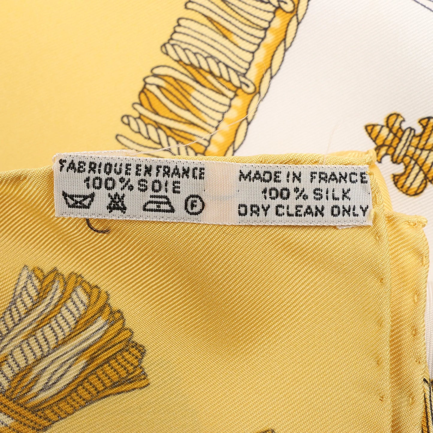 Hermès Carré 90 "VUE DU CARROSSE DE LA GALERE LA REALE" Silk handkerchief in Yellow