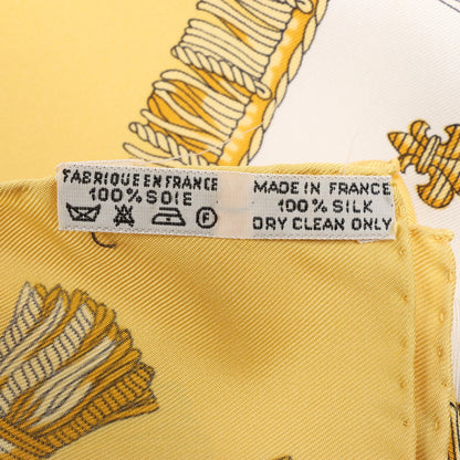 Hermès Carré 90 "VUE DU CARROSSE DE LA GALERE LA REALE" Silk handkerchief in Yellow
