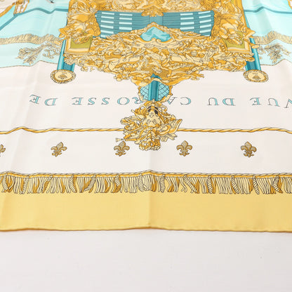 Hermès Carré 90 "VUE DU CARROSSE DE LA GALERE LA REALE" Silk handkerchief in Yellow
