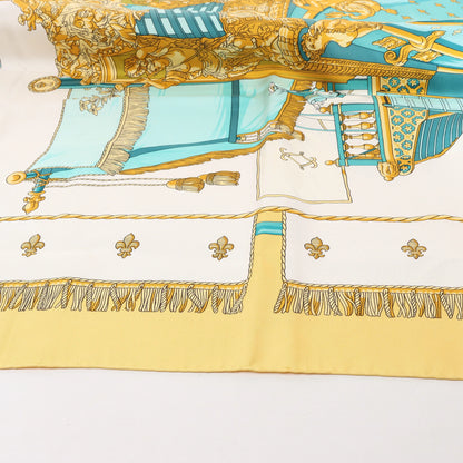 Hermès Carré 90 "VUE DU CARROSSE DE LA GALERE LA REALE" Silk handkerchief in Yellow