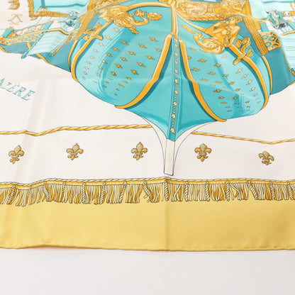 Hermès Carré 90 "VUE DU CARROSSE DE LA GALERE LA REALE" Silk handkerchief in Yellow