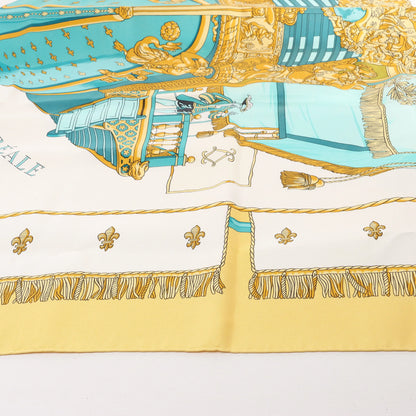 Hermès Carré 90 "VUE DU CARROSSE DE LA GALERE LA REALE" Silk handkerchief in Yellow