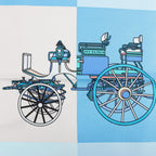 Hermès Carré 90 "Voitures Exquises Elaborate Carriages" Silk handkerchief in Blue