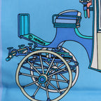 Hermès Carré 90 "Voitures Exquises Elaborate Carriages" Silk handkerchief in Blue