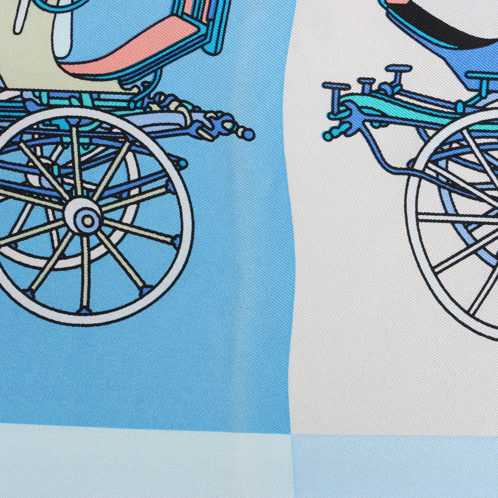 Hermès Carré 90 "Voitures Exquises Elaborate Carriages" Silk handkerchief in Blue
