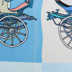 Hermès Carré 90 "Voitures Exquises Elaborate Carriages" Silk handkerchief in Blue