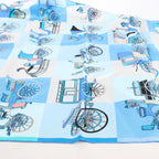 Hermès Carré 90 "Voitures Exquises Elaborate Carriages" Silk handkerchief in Blue