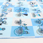 Hermès Carré 90 "Voitures Exquises Elaborate Carriages" Silk handkerchief in Blue