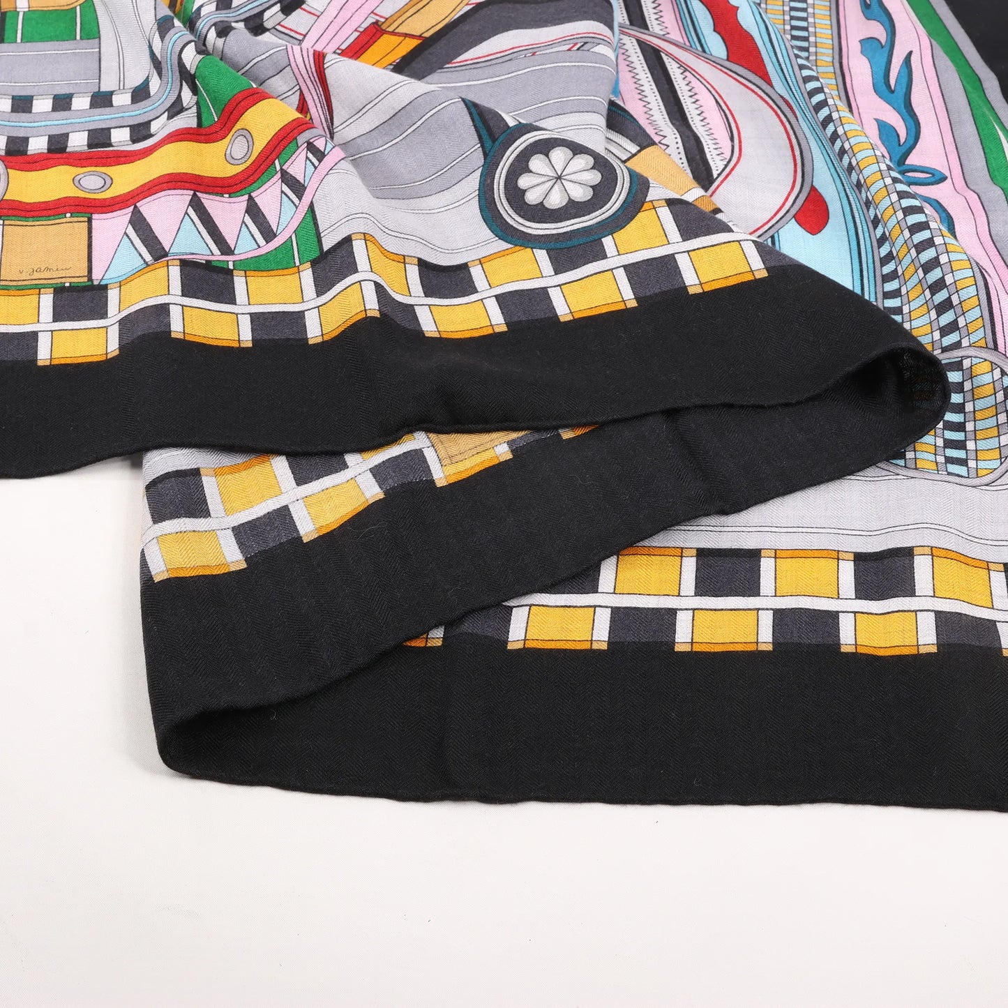 Hermès Carré Geant "Voltes et Pirouettes" Cashemere & Silk Scarf in Black