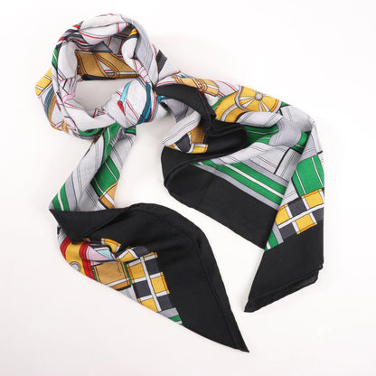 Hermès Carré Geant "Voltes et Pirouettes" Cashemere & Silk Scarf in Black