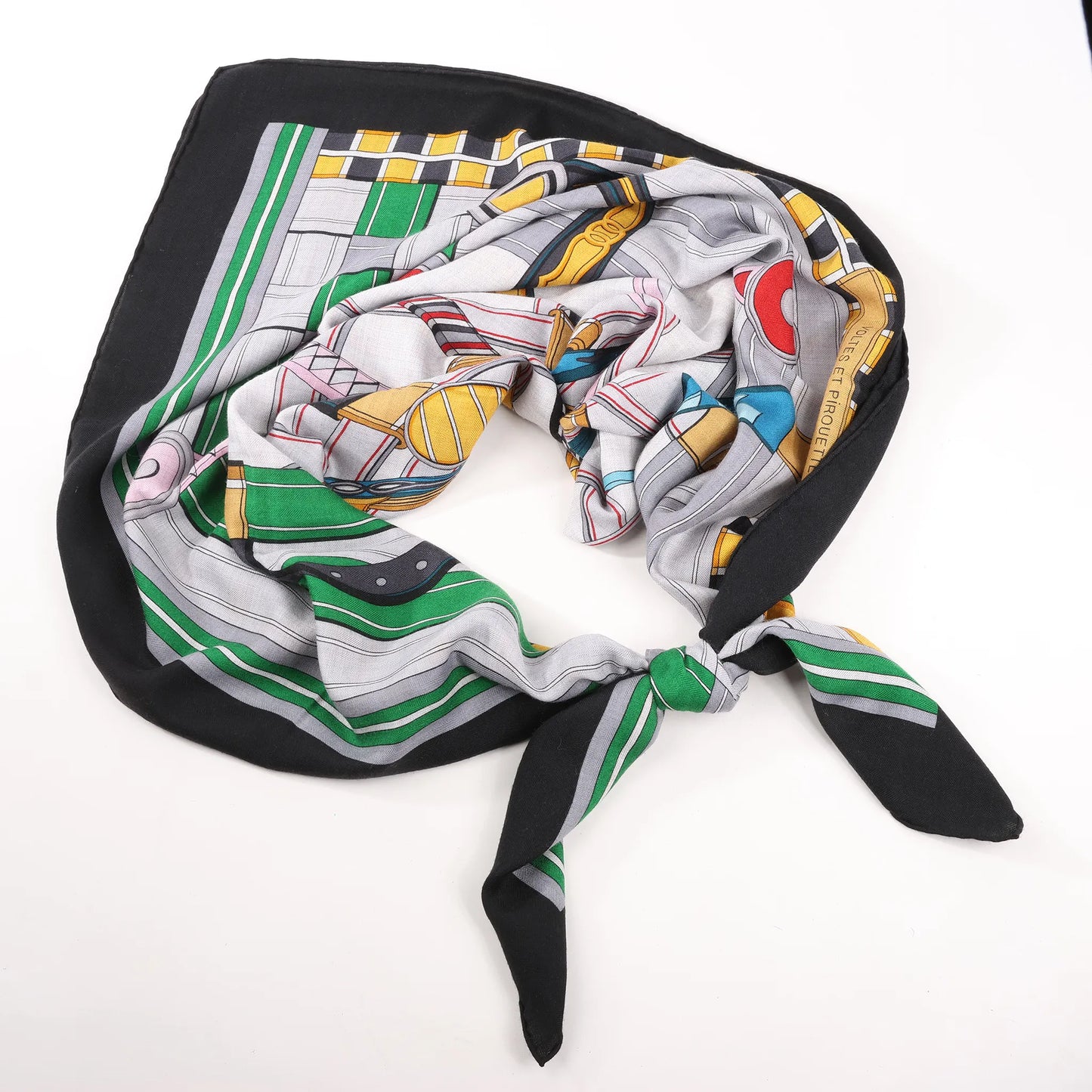 Hermès Carré Geant "Voltes et Pirouettes" Cashemere & Silk Scarf in Black