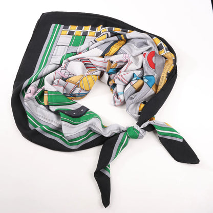 Hermès Carré Geant "Voltes et Pirouettes" Cashemere & Silk Scarf in Black