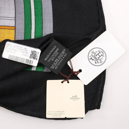Hermès Carré Geant "Voltes et Pirouettes" Cashemere & Silk Scarf in Black