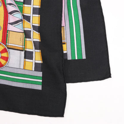 Hermès Carré Geant "Voltes et Pirouettes" Cashemere & Silk Scarf in Black