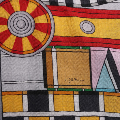 Hermès Carré Geant "Voltes et Pirouettes" Cashemere & Silk Scarf in Black