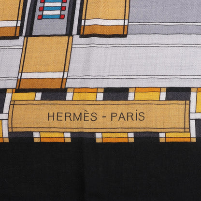 Hermès Carré Geant "Voltes et Pirouettes" Cashemere & Silk Scarf in Black