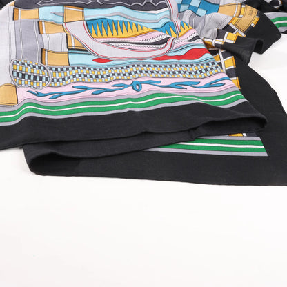 Hermès Carré Geant "Voltes et Pirouettes" Cashemere & Silk Scarf in Black