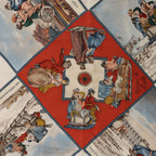 Hermès Carré 90 "Voyages En Russie" Silk handkerchief in Beige x Blue