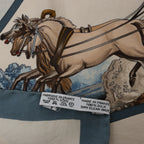 Hermès Carré 90 "Voyages En Russie" Silk handkerchief in Beige x Blue