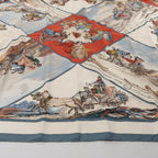 Hermès Carré 90 "Voyages En Russie" Silk handkerchief in Beige x Blue