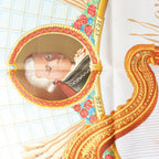 Hermès Carré 90 "Hommage à Mozart" Silk handkerchief in Red x Blue
