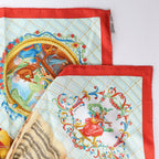 Hermès Carré 90 "Hommage à Mozart" Silk handkerchief in Red x Blue