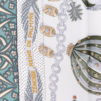 Hermès Carré 90 "Zenobie Reine de Palmyre" Silk handkerchief in Beige x Green
