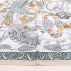 Hermès Carré 90 "Zenobie Reine de Palmyre" Silk handkerchief in Beige x Green