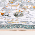 Hermès Carré 90 "Zenobie Reine de Palmyre" Silk handkerchief in Beige x Green