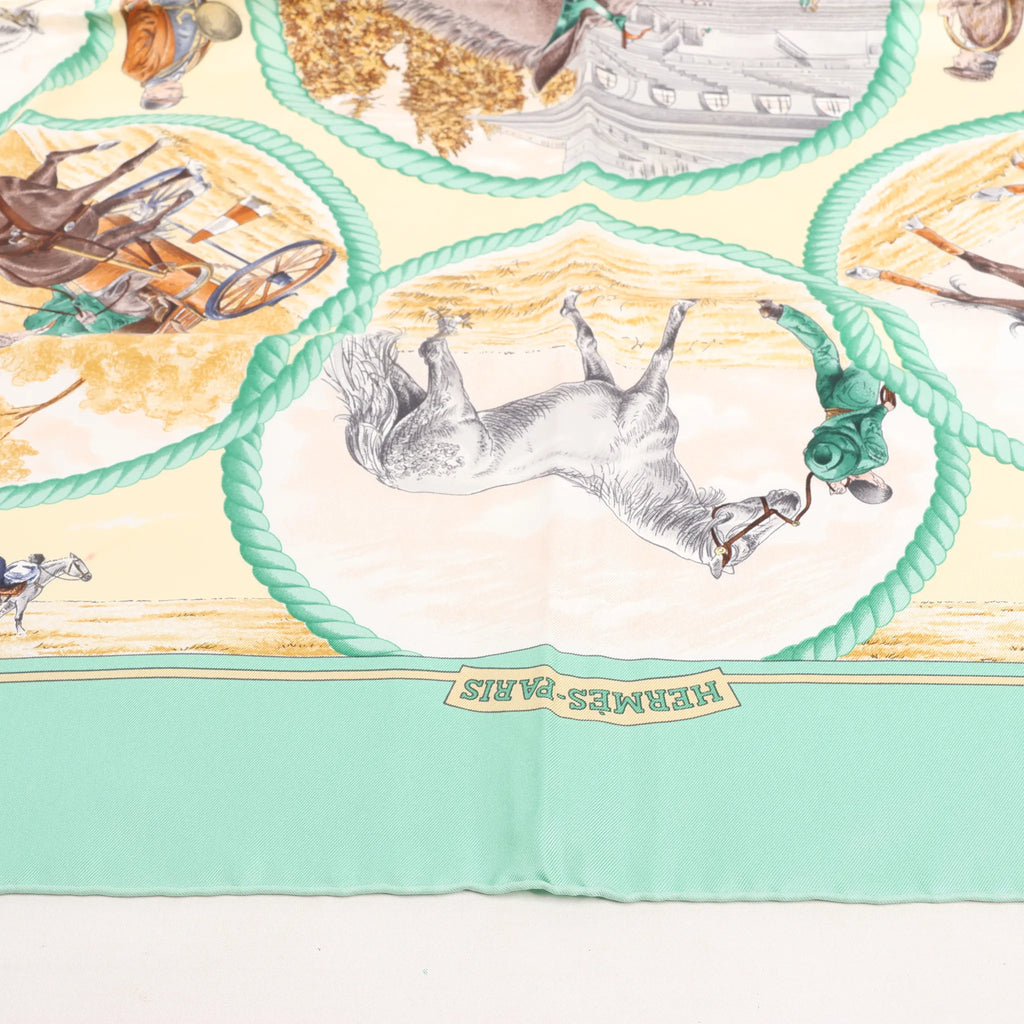 Hermès Carré 90 "Auteuil en Mai" Silk handkerchief in Green
