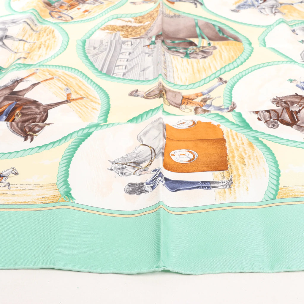 Hermès Carré 90 "Auteuil en Mai" Silk handkerchief in Green