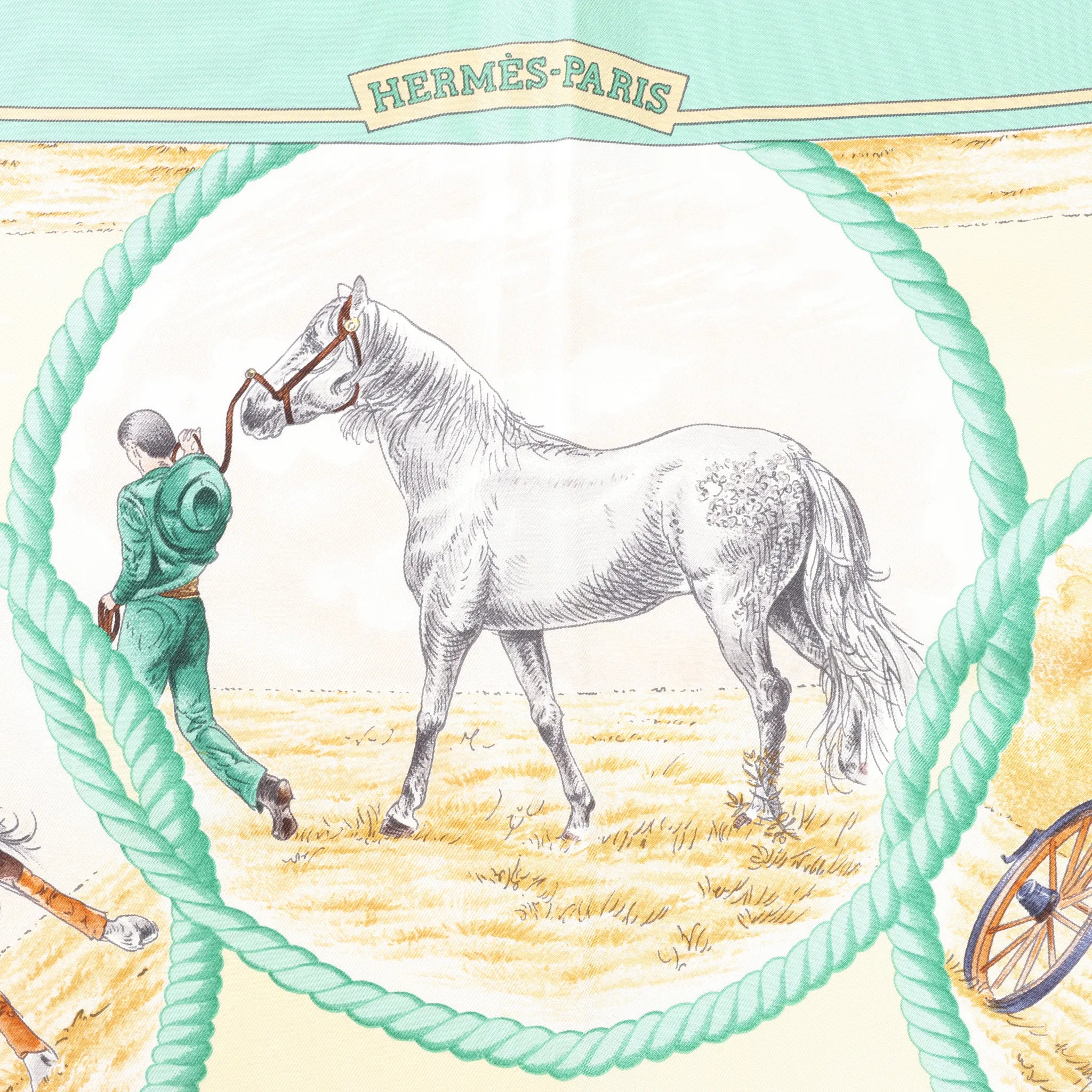 Hermès Carré 90 "Auteuil en Mai" Silk handkerchief in Green