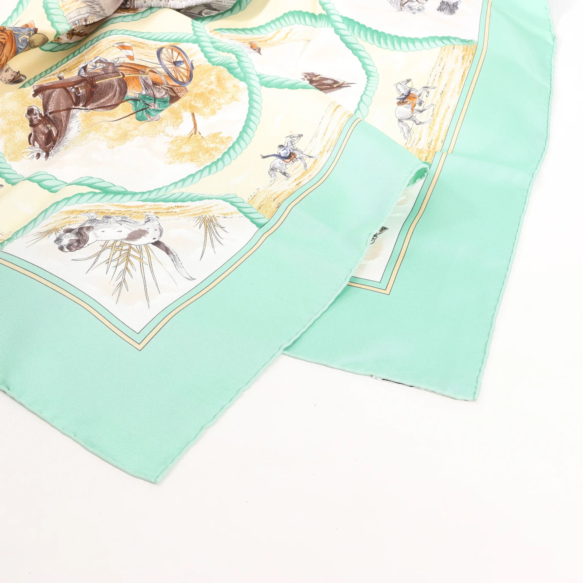Hermès Carré 90 "Auteuil en Mai" Silk handkerchief in Green