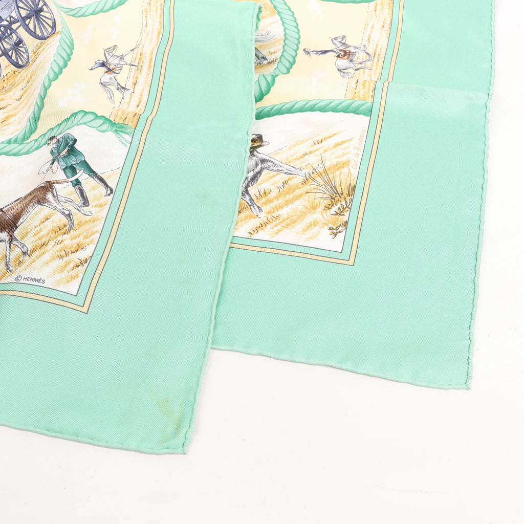 Hermès Carré 90 "Auteuil en Mai" Silk handkerchief in Green