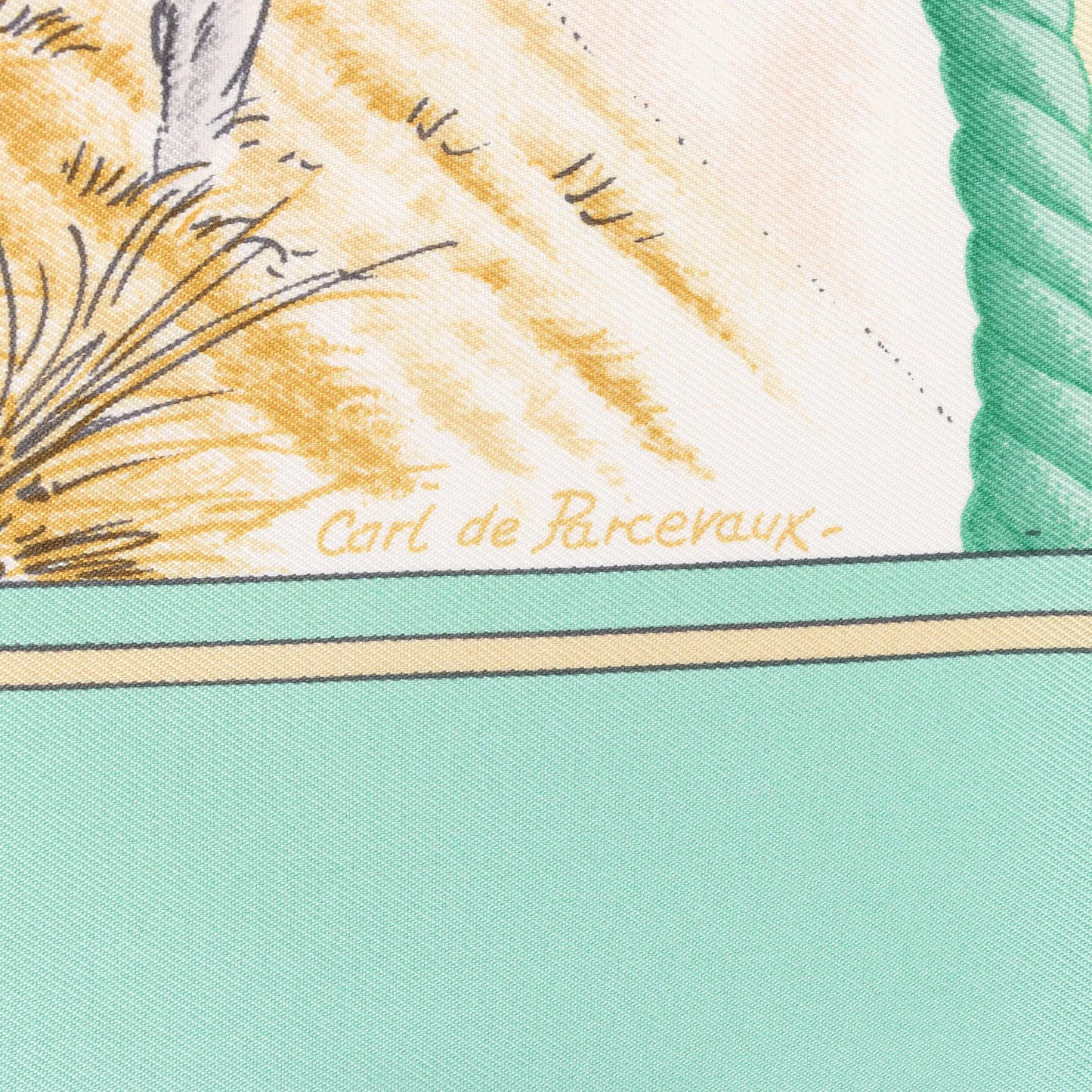 Hermès Carré 90 "Auteuil en Mai" Mouchoir en soie en Vert