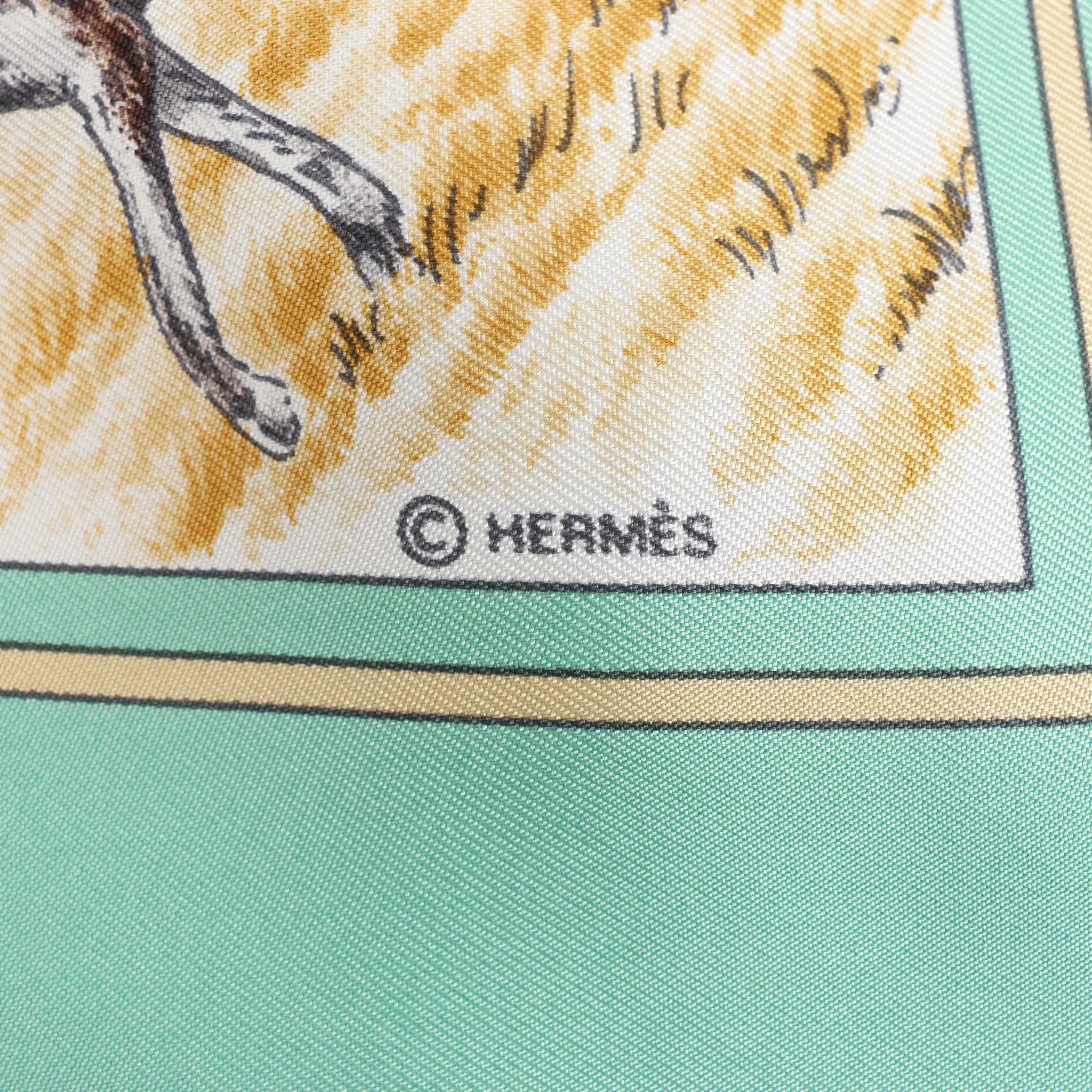 Hermès Carré 90 "Auteuil en Mai" Silk handkerchief in Green