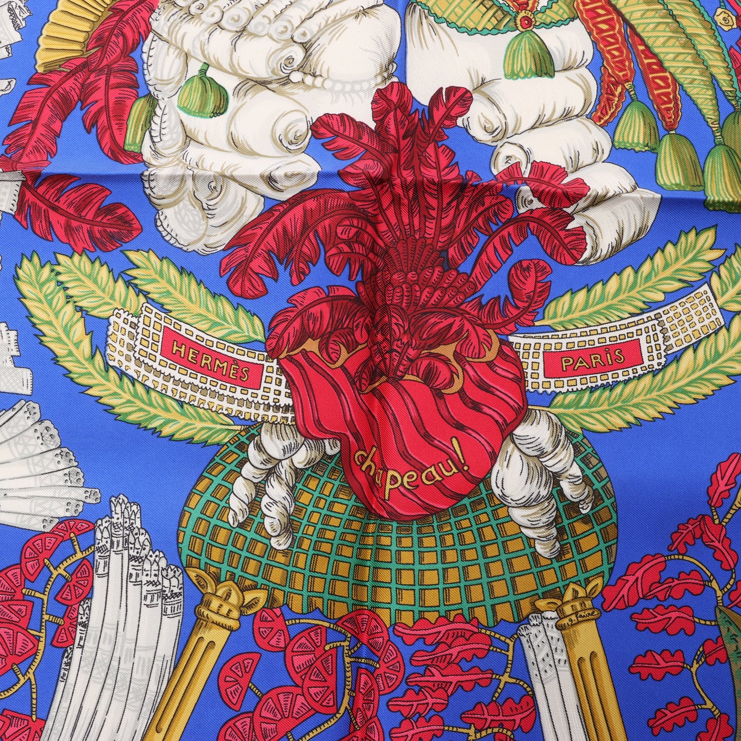 Hermès Carré 90 "Chapeau" Silk handkerchief in Blue