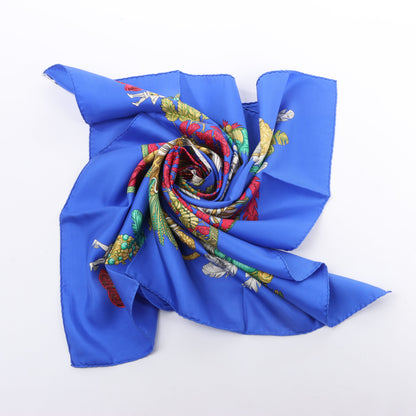 Hermès Carré 90 "Chapeau" 100% Silk Scarf in Blue