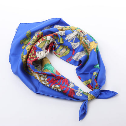 Hermès Carré 90 "Chapeau" 100% Silk Scarf in Blue