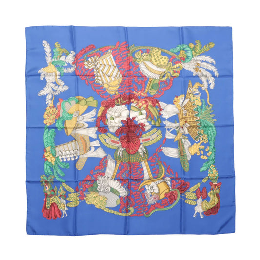Hermès Carré 90 "Chapeau" Silk handkerchief in Blue