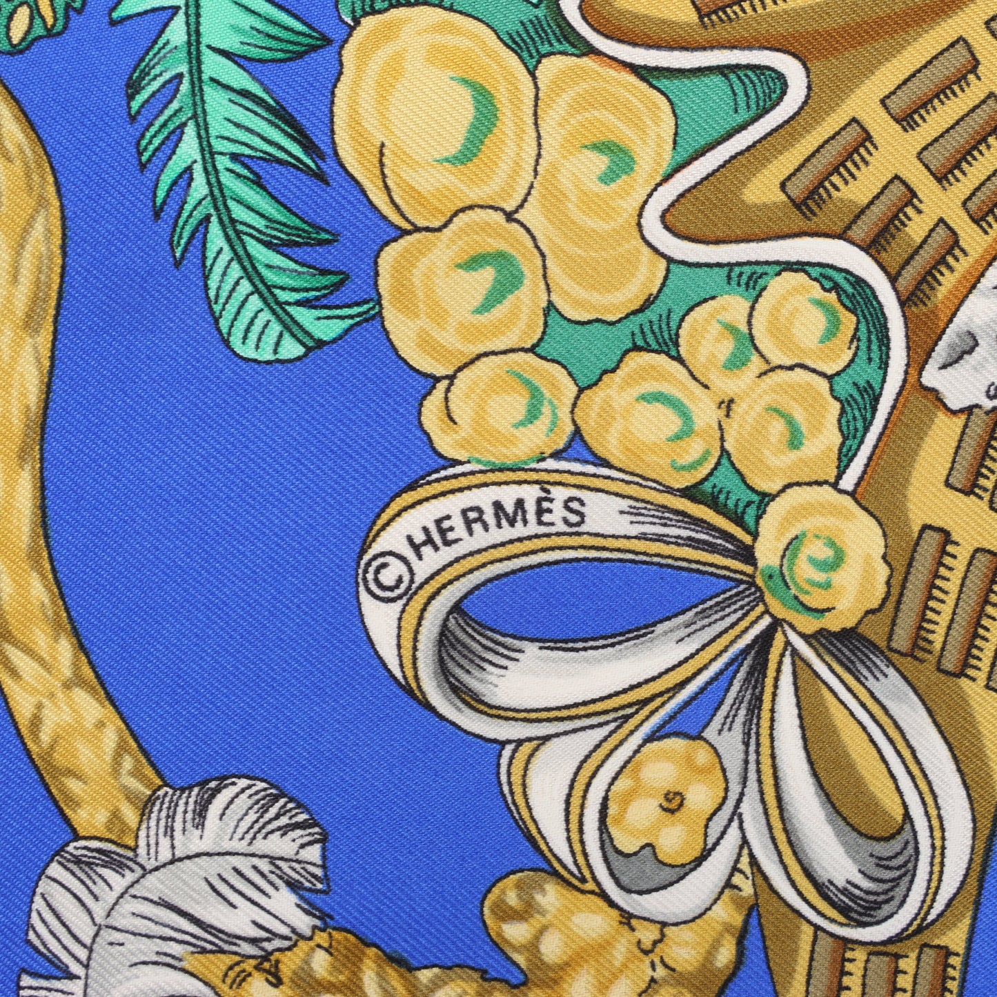 Hermès Carré 90 "Chapeau" 100% Silk Scarf in Blue