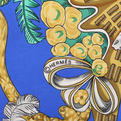 Hermès Carré 90 "Chapeau" 100% Silk Scarf in Blue