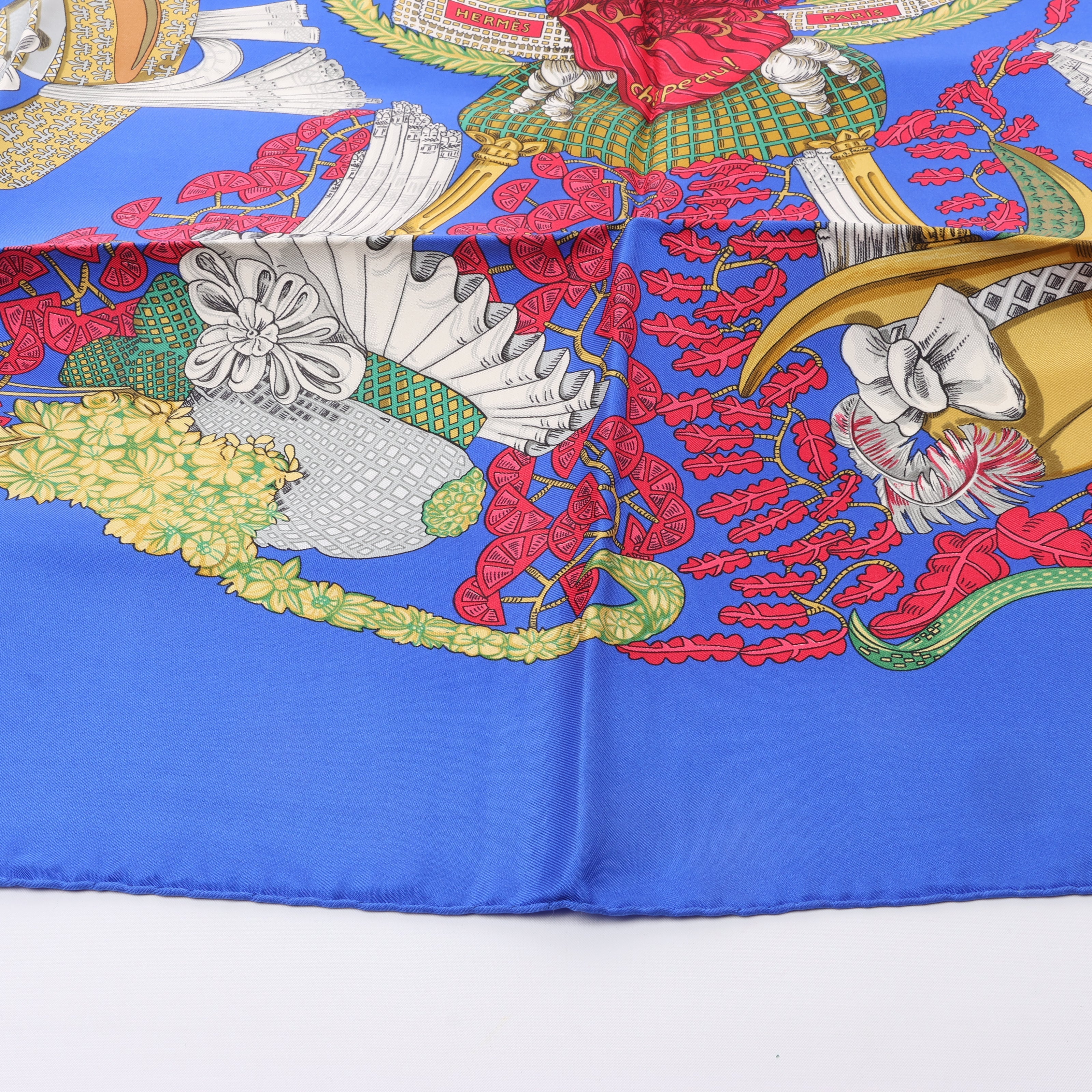 Hermès Carré 90 "Chapeau" Silk handkerchief in Blue