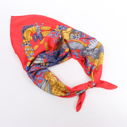 Hermès Carré 90 "Chapeau" Silk handkerchief in Red