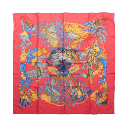 Hermès Carré 90 "Chapeau" Silk handkerchief in Red