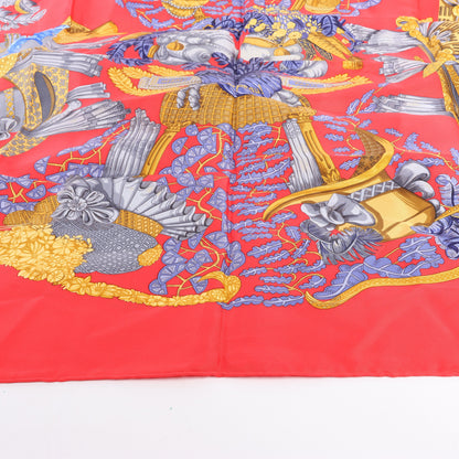 Hermès Carré 90 "Chapeau" Silk handkerchief in Red