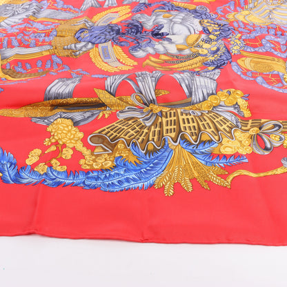 Hermès Carré 90 "Chapeau" Silk handkerchief in Red