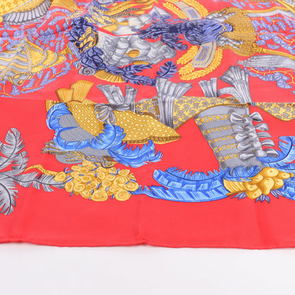 Hermès Carré 90 "Chapeau" Silk handkerchief in Red